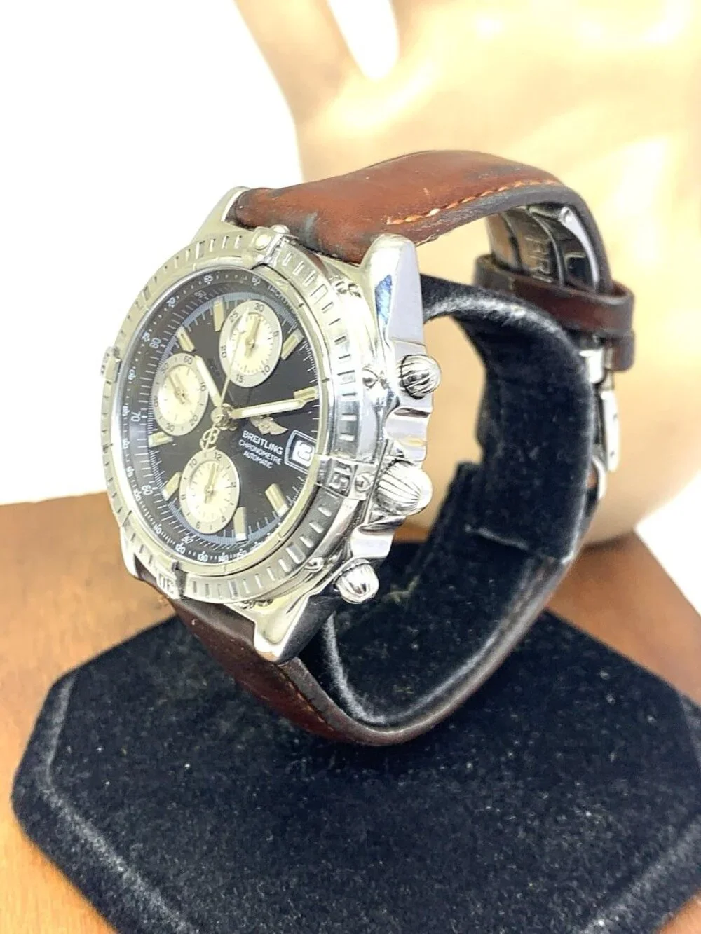 Breitling Men's Watch A13352 Swiss Automatic Chronograph Black Dial Leather 40mm